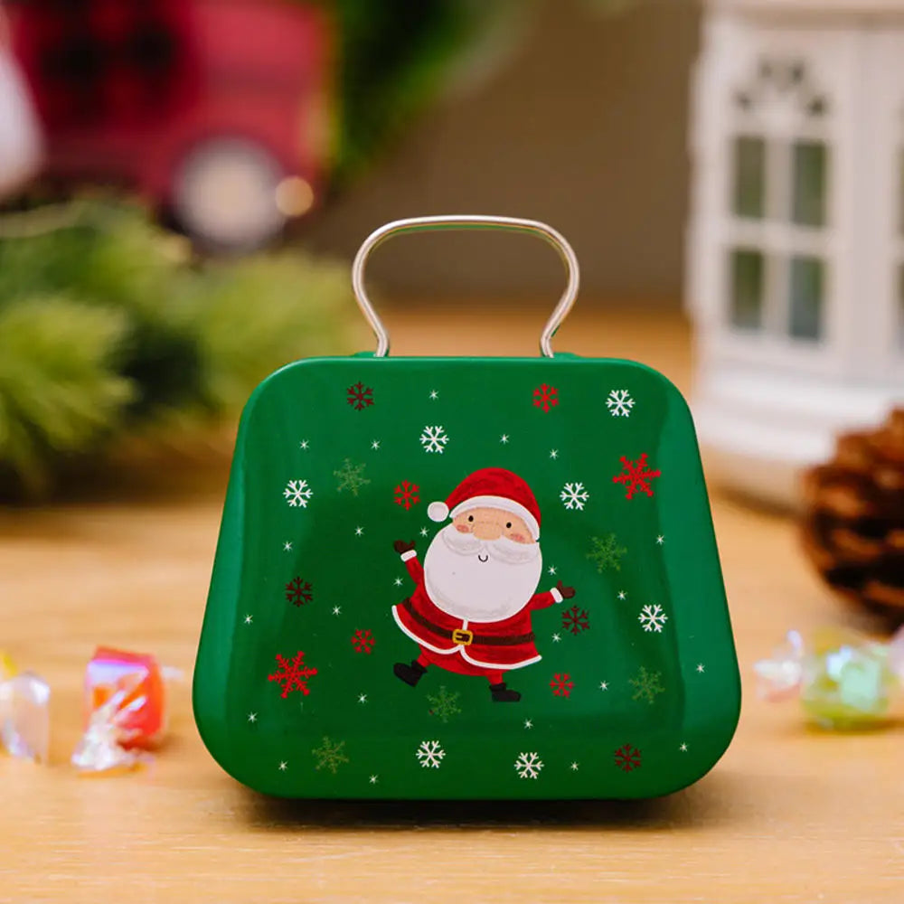 Christmas Decoration 2024  Metal Box Handbag Shape Tin Jar Jewelry Storage Case Kids Gift Can Storage Boxes Xms Party Decors