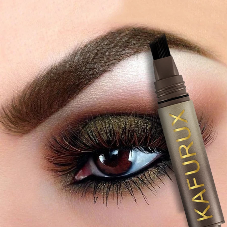 3-Color Wild Eyebrow Pencil Square Angled Brush Velvet 3D Brow Dye Cream Anti-smudge Waterproof  Eyebrow Tint Pen Eye Makeup 1pc