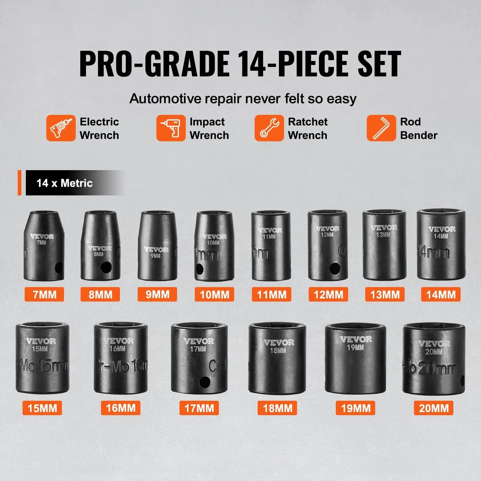 14pcs 6-Point 3/8in Drive Bit Ratchet Tool Kit Case with Impact Sockets Set Convenient Tool Kit for Home Improvement Projects