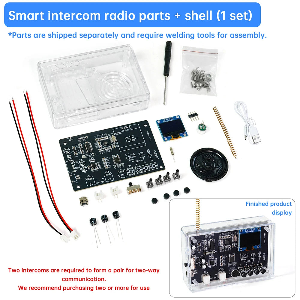 Electronics Kit  FM Radio DIY Kit Smart Wireless Walkie-Talkie Radio Electronics Assembly and Soldering Practice DIY Kit