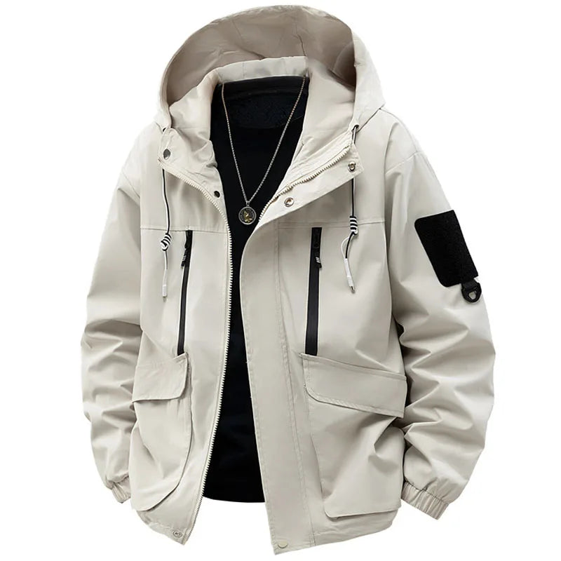 Jacket Mens Spring autumn New men jacket printing hooded Jackets casual coat Men's business coats Size M-4XL 5XL Hat detachable