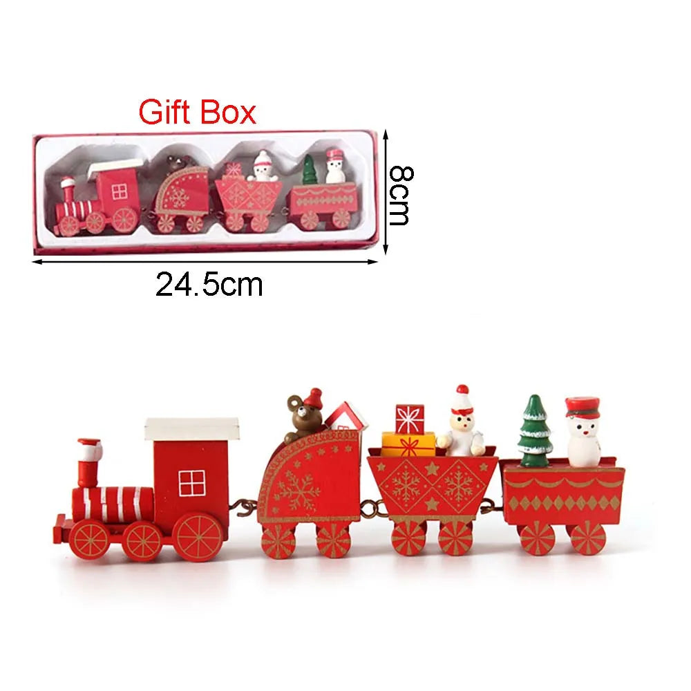 Christmas Decorations, Wooden Four-festival Mini Train, Children's Holiday Gifts, Window Display Table Ornaments Navidad