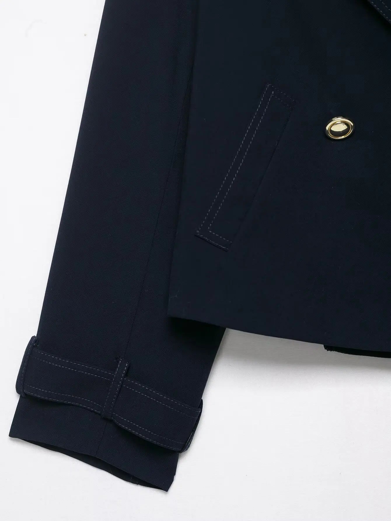 Women's Fashion Coats Solid Turn-Down Collar Long Sleeves Pockets Double-Breasted Female Autumn High Street Jackets