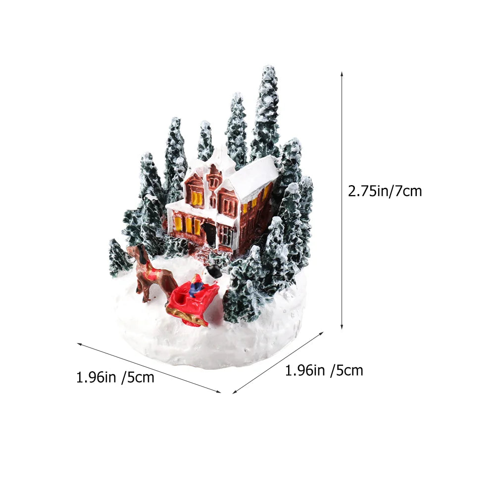 Dinning Table Decor Lighted House Christmas Party Centerpiece Miniature Village Figurine Xmas Decorative
