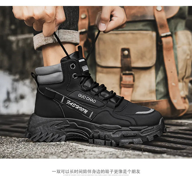 New fashionable and versatile work shoes, men's trendy and versatile thick-soled anti-slip casual boots