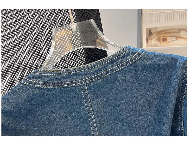 Streetwear Women's Denim Jackets Short Sleeve Summer Jean Jacket Outwear Ropa Mujer Fashion Retro Vintage Coat Cropped Tops