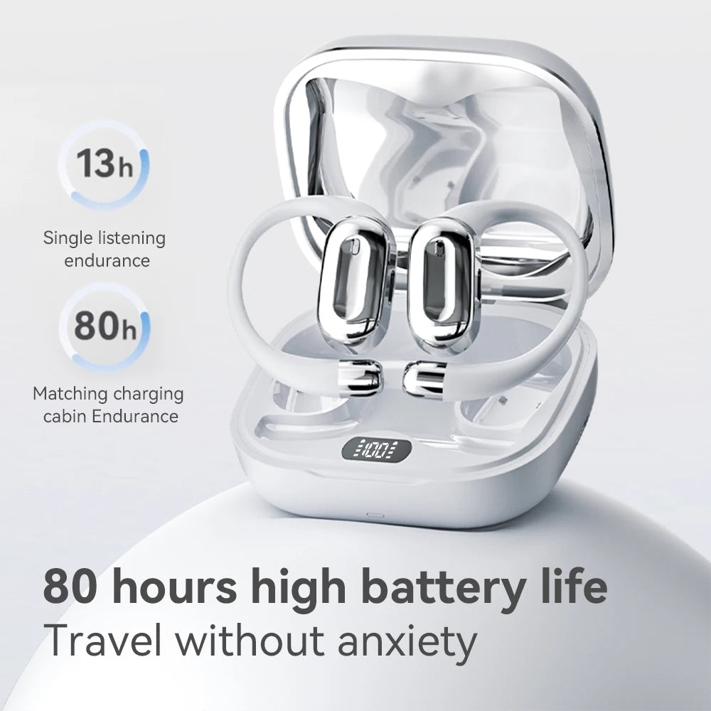 Headphones Plated Digital Stereo Movement Ear-deaf Bone Conduction Wireless Hanging Ear Game Long Battery Life With Mic Earphone
