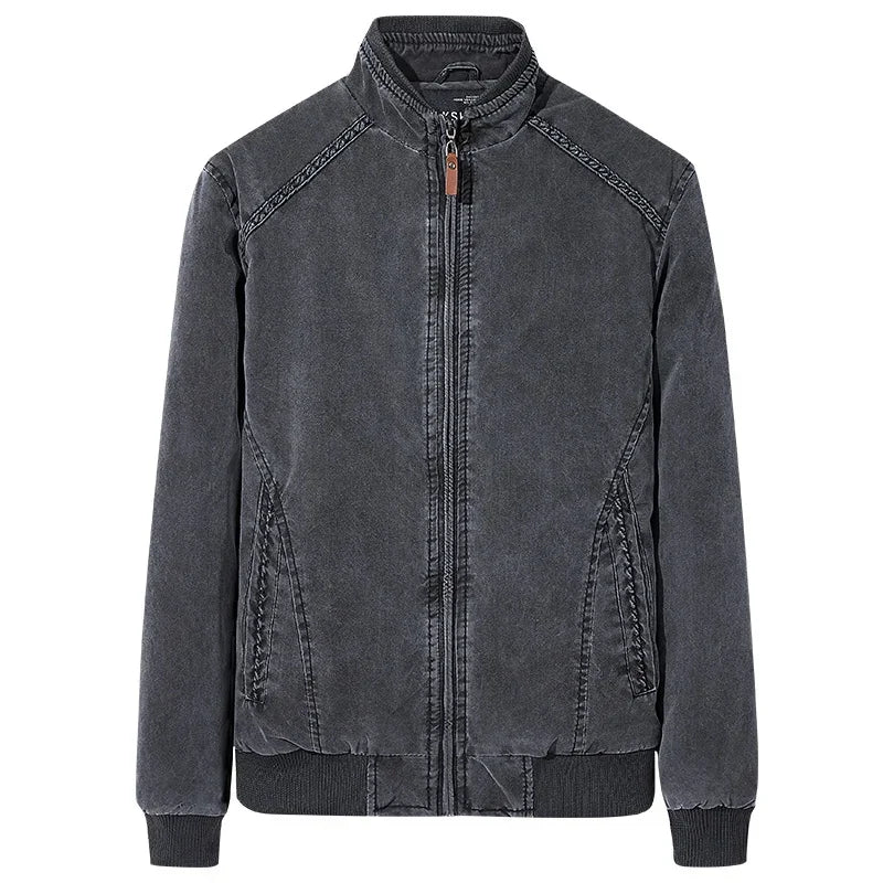 Men Denim Jacket Retro Fashion Cotton Slim Fit Vertical Collar Motorcycle Jackets Autumn 2025 Man Jeans Coats Plus Size Clothes