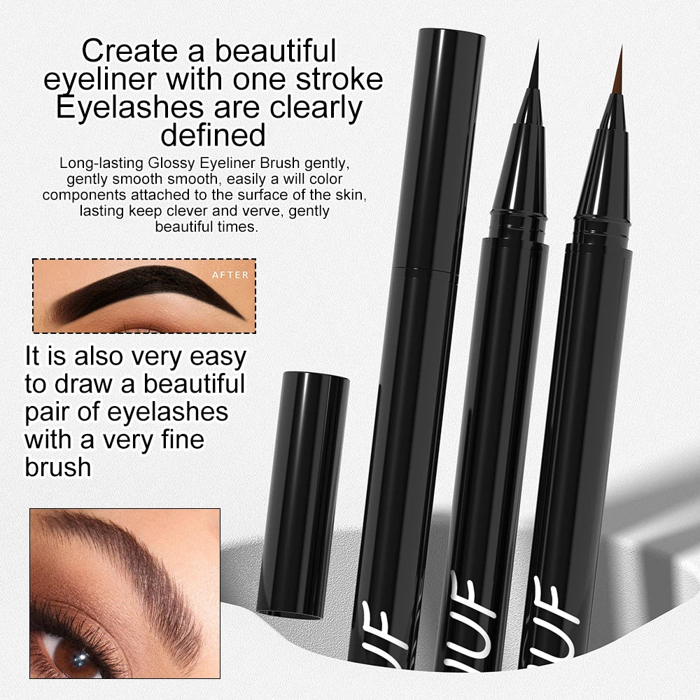 DUNUF 2 Colors Long-lasting liquid Eyebrow pencil Ultra-fine anti-stain, waterproof and perspiration-proof quick drying Eyeliner