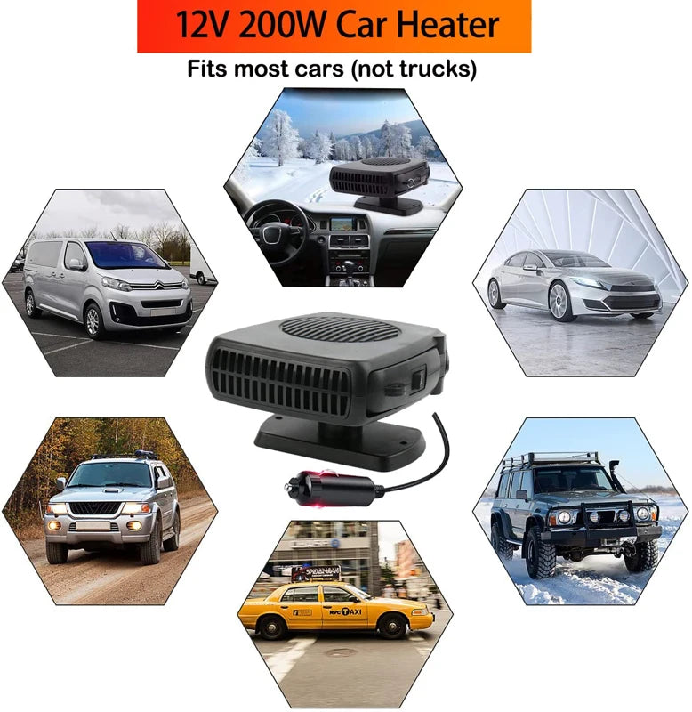 Car Defroster Heater Cooler 200W Portable Vehicle Heating Cooling Fan Windshield Electric Demister Mini Air Conditioner