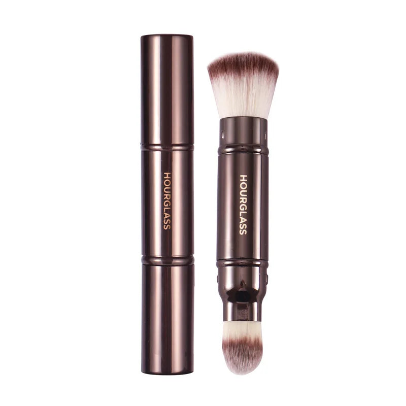 Double ended Complexion brush Foundation Makeup brushes Powder Make up brush Professional Cosmetic tool metal handle with case