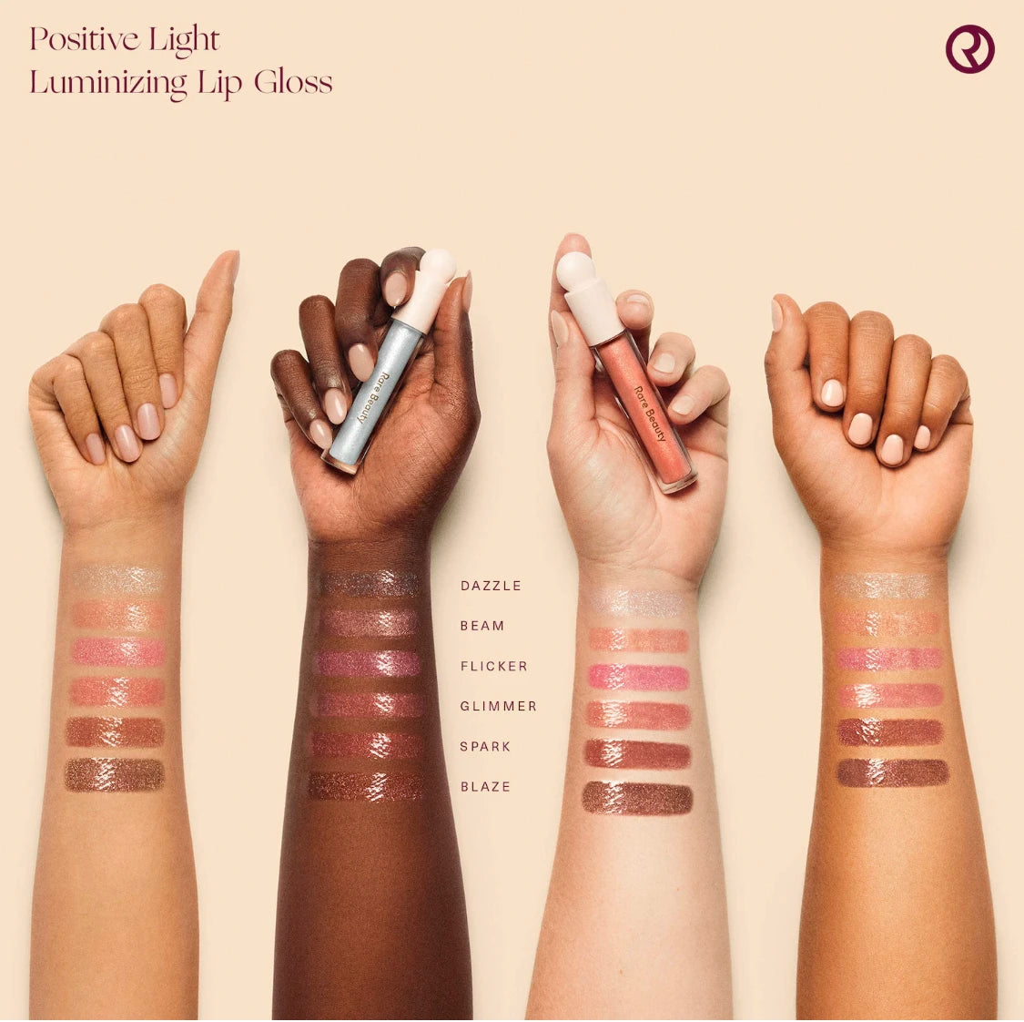 Rare Beauty Positive Light Luminizing Lip Gloss Shine Glitter Lipstick Highlight Blusher Makeup Blush Eyes Face Contour Skin