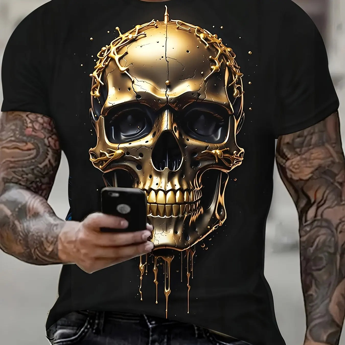 2025 New T-Shirts For Men 3d Skull Print Horror Men's Clothing Street Designer Short Sleeved Loose Oversized T-Shirt Street Tops