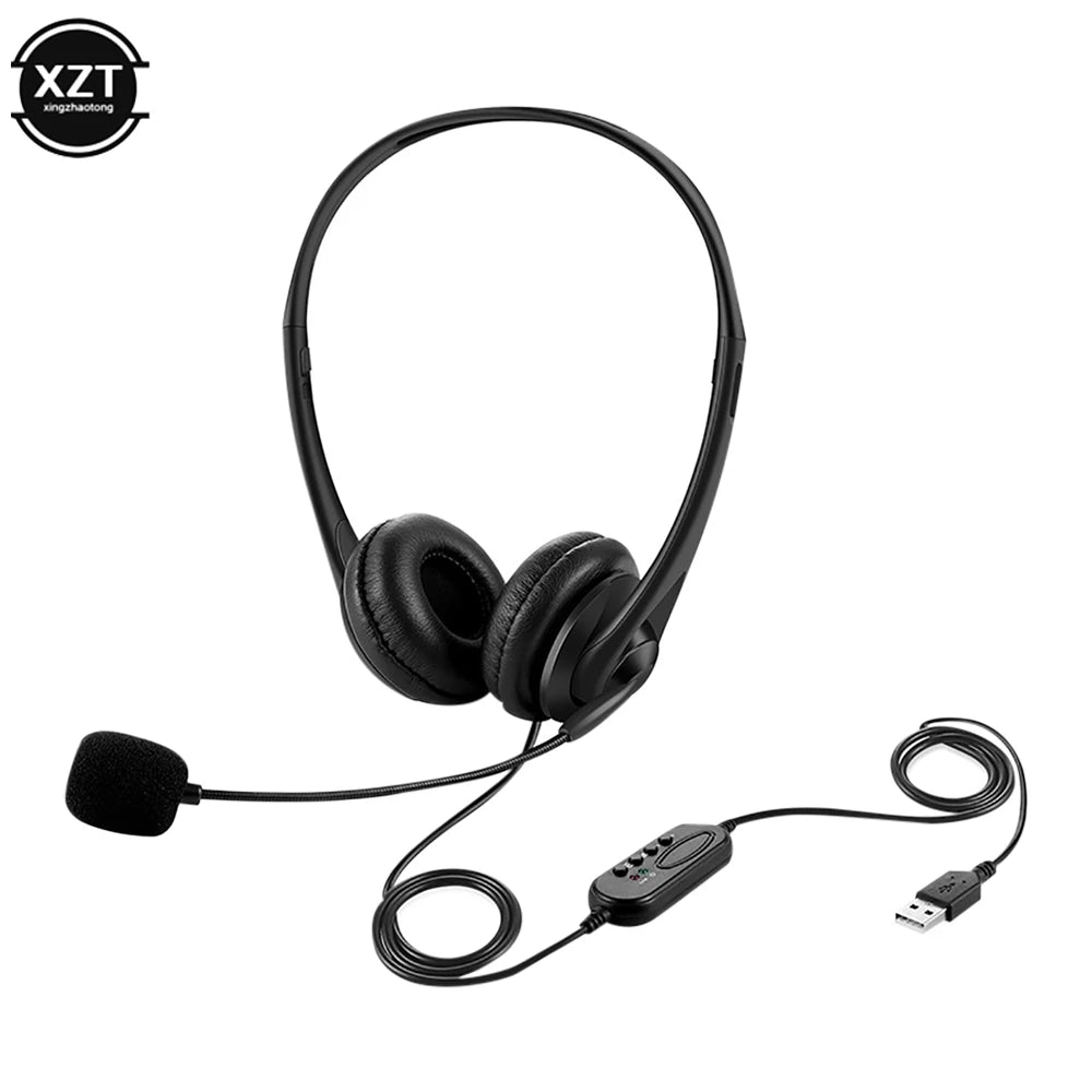Computer Laptop Headphone with Noise Cancelling Microphone Chatting Network Teaching Video Conferencing USB Wired Headset