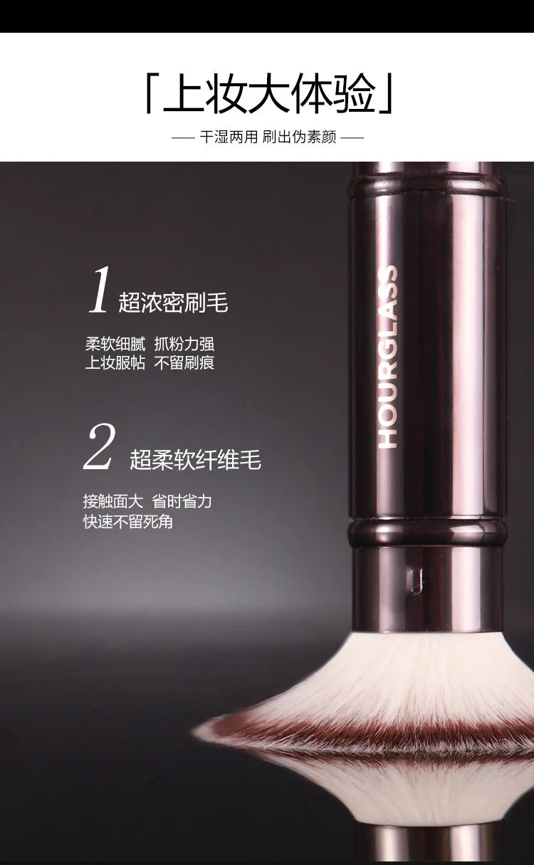 Double ended Complexion brush Foundation Makeup brushes Powder Make up brush Professional Cosmetic tool metal handle with case