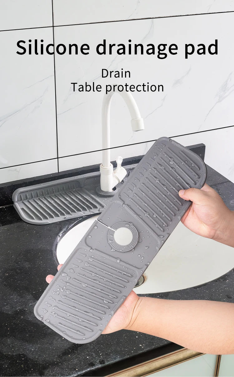 Kitchen Silicone Faucet Mat Faucet Water Catcher Mat Sink Splash Pad Countertop Protector Bathroom