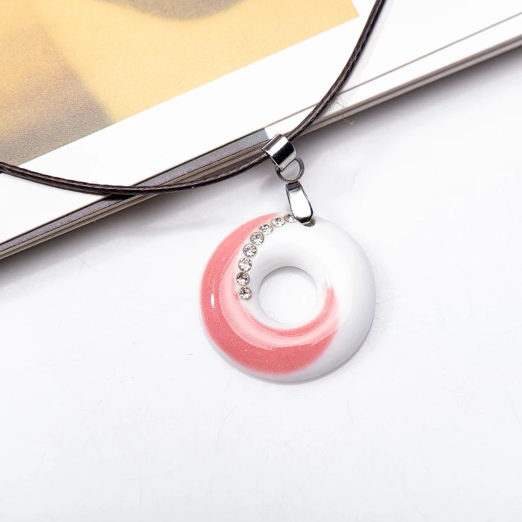 Porcelain Ring and Choker Necklace Jewellery Porcelain Jewelry Pendant Handmade For Women Girl Gift XN709