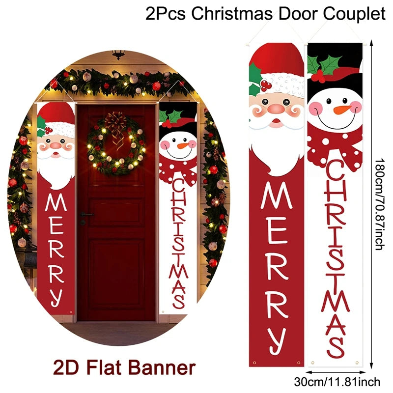 Christmas Door Decoration 2025 Merry Christmas Banner Decor for Home Hanging Xmas Ornament Navidad Happy New Year Gift 2026
