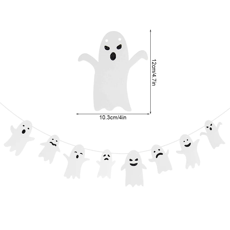Halloween Hanging Banner Garland Cute Ghost Paper Bunting Kids Favors Happy Halloween Party Decorations For Home Horror Props
