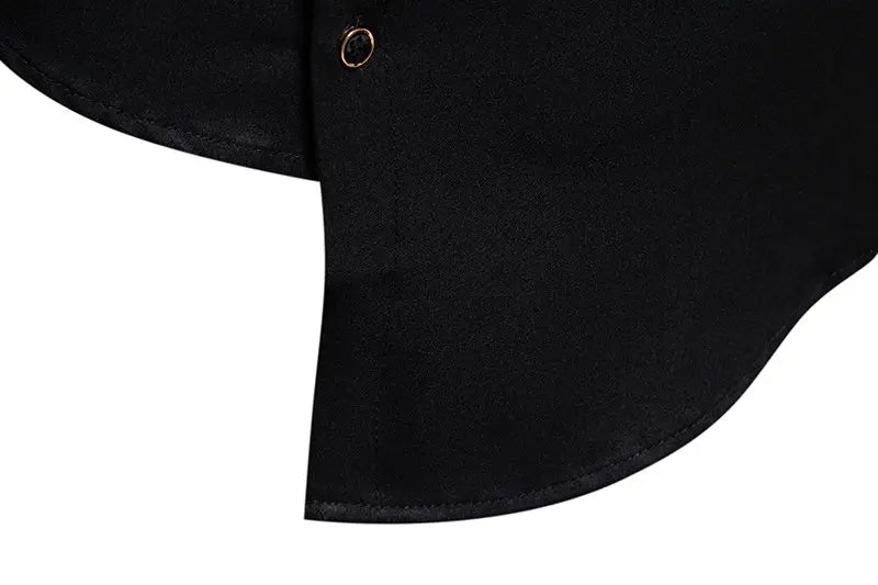 Mens Dress Shirts Vintage Personality Irregular Crop Long Sleeve Business Stand Collar Shirt Men Camisas Streetwear Blusas Tops