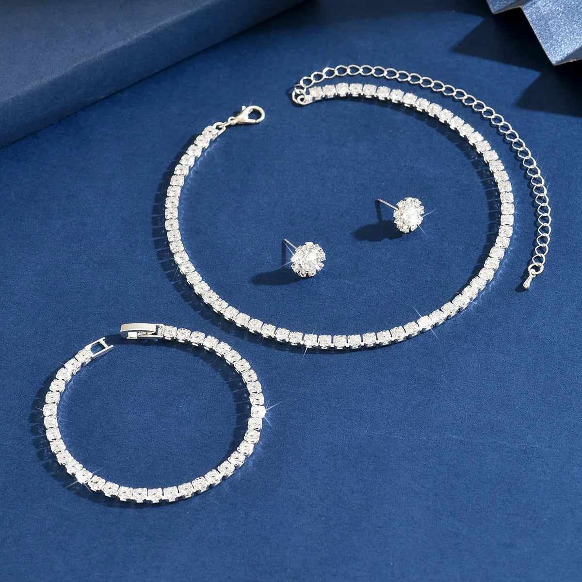 Bridal Accessories Set, Fashionable Necklace, Earrings, Bracelet, Women's Three-Piece Set, Elegant Evening Dress Accessories, Wedding Accessories