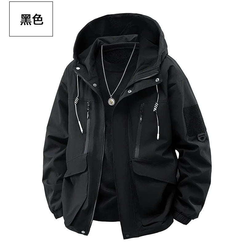 Jacket Mens Spring autumn New men jacket printing hooded Jackets casual coat Men's business coats Size M-4XL 5XL Hat detachable