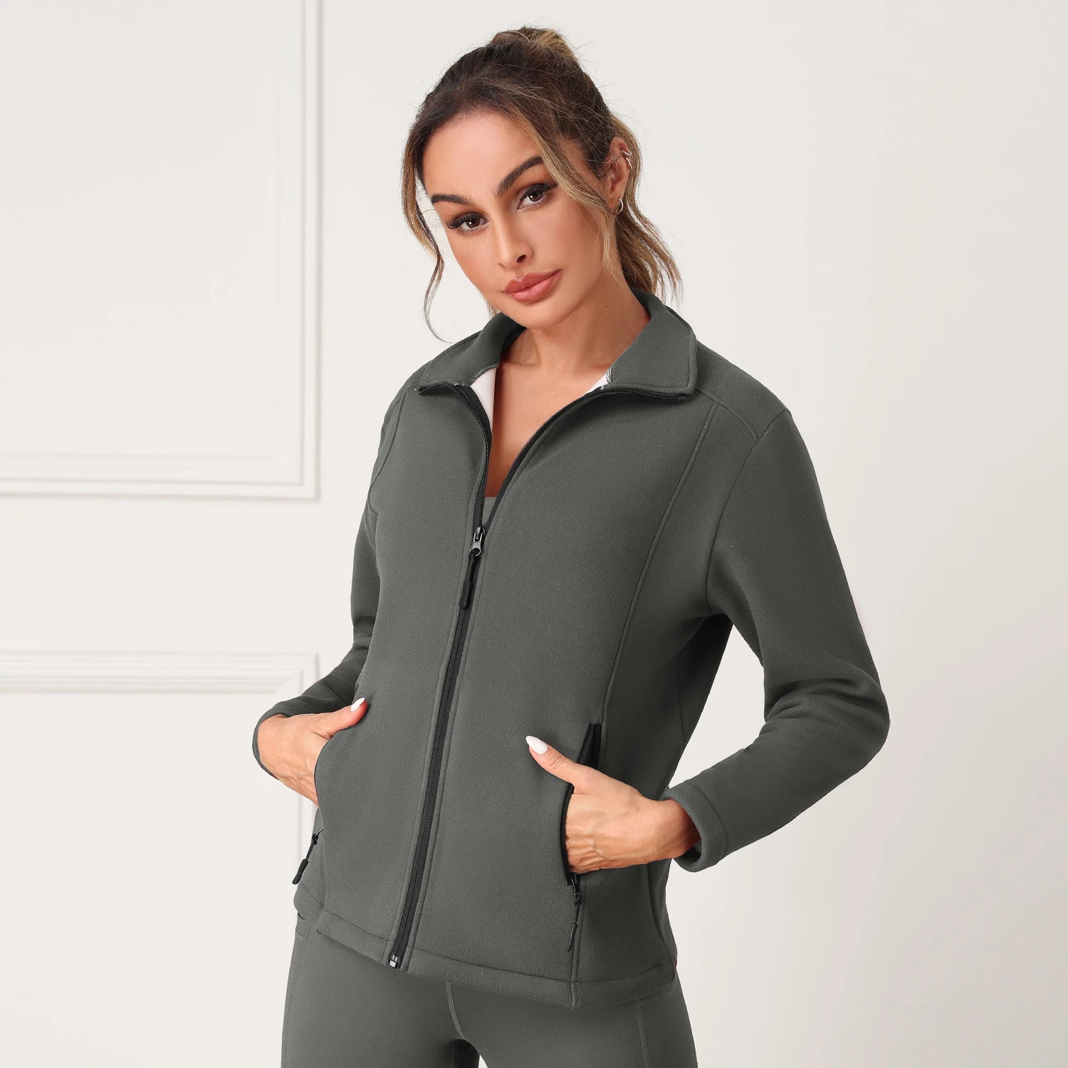 Women Sport Jacket Long Sleeve Shirt Workout Coat Gym Training Clothing Yoga Sportswear