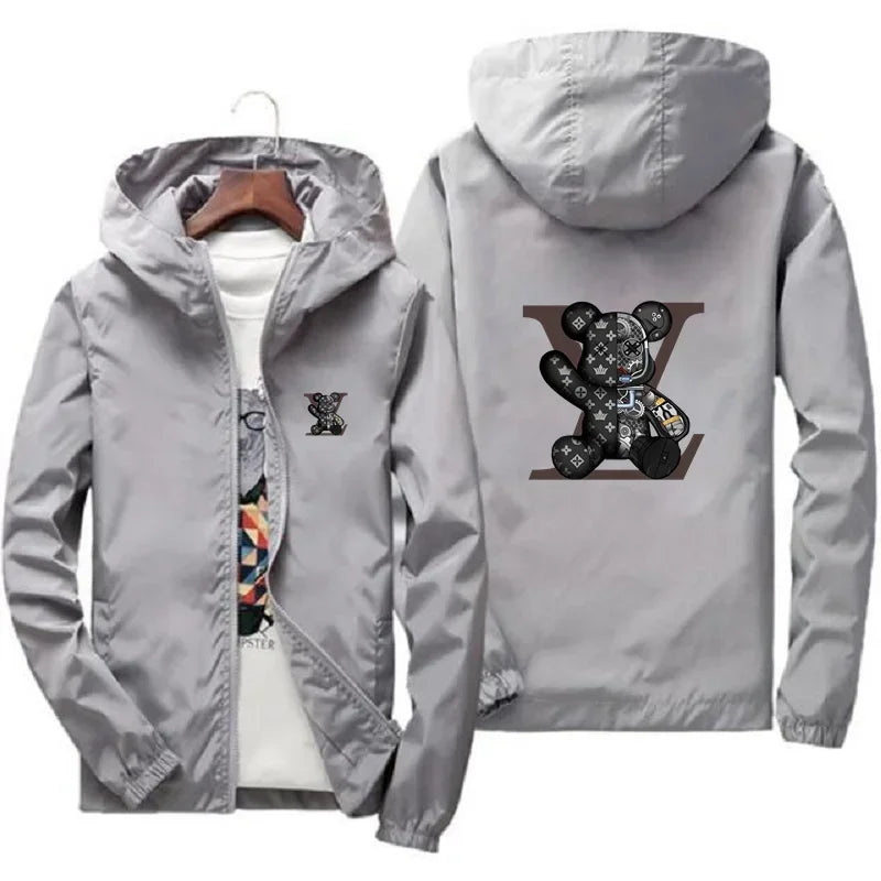 Men's jacket, large size 2025 autumn/winter high-quality fashionable jacket, new hooded windbreaker, fashionable print