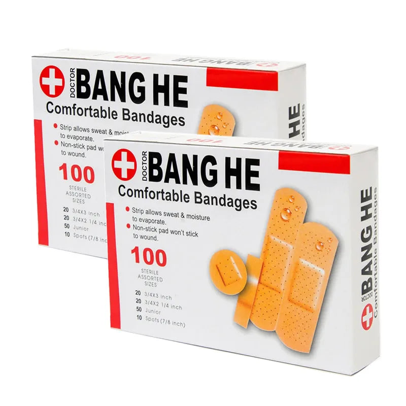 100Pcs/Pack Waterproof Band-Aids Bandages First Aid Medical Anti-Bacteria Wound Plaster Multi Size Home Travel Emergency Kits