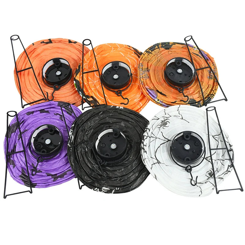 Halloween LED Pumpkin Paper Lantern Spider Skull Bat Lantern Printing Hanging Lantern Festival Party Home Garden Outdoor Decor
