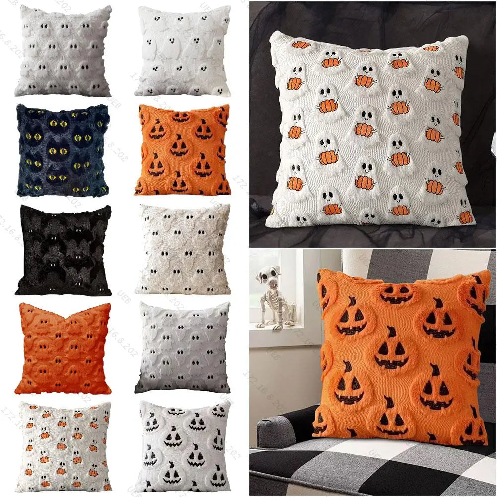 Halloween Decoration For Home Cartoon Pumpkin Bat Ghost Pillowcase Horror Soft Pillowcase Party Supplies Haloween Home Ornament