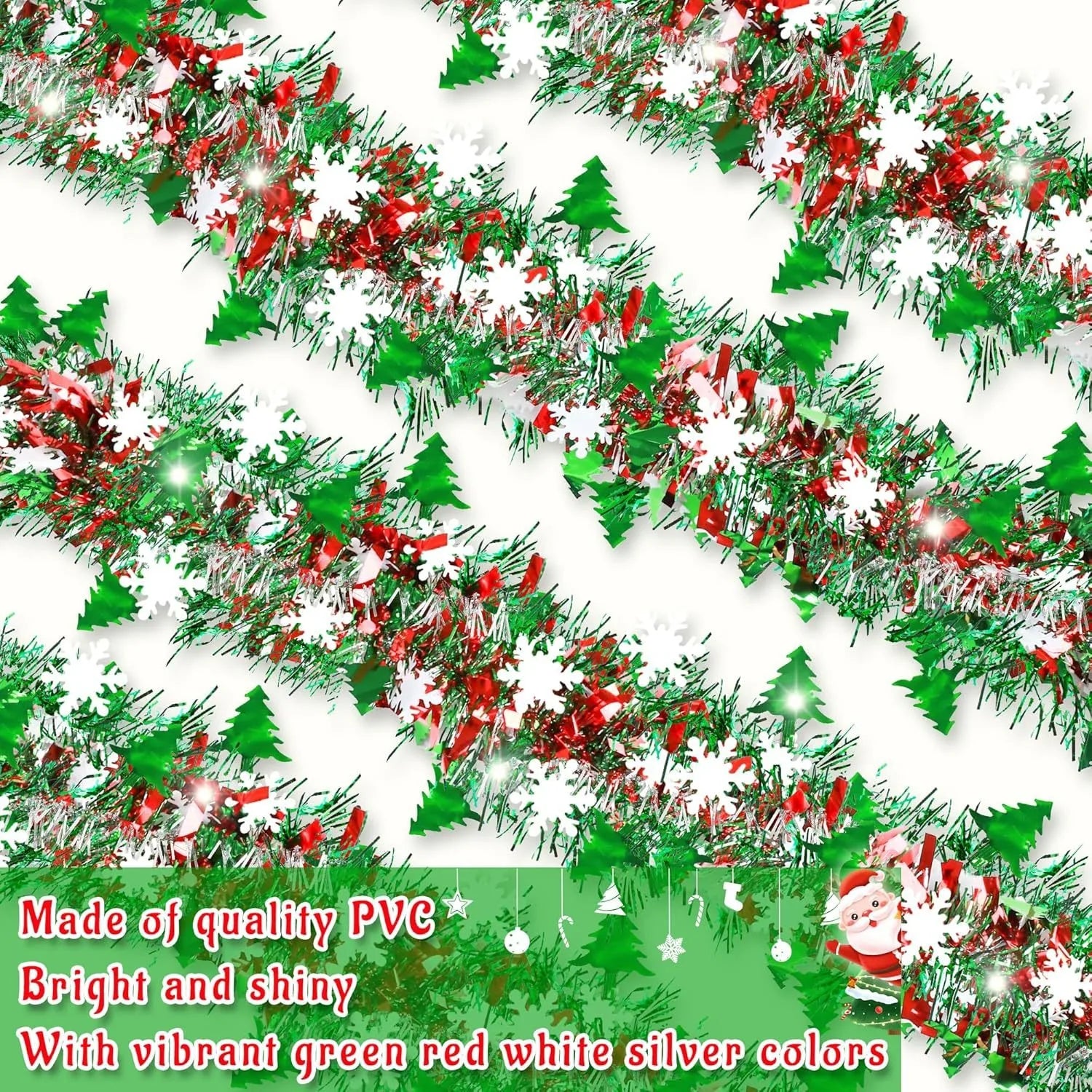 Christmas Tree Ribbon Garlands Xmas Tree Snowflake Banner Stair Railing Noel Ornaments Merry Christmas Decors For Home