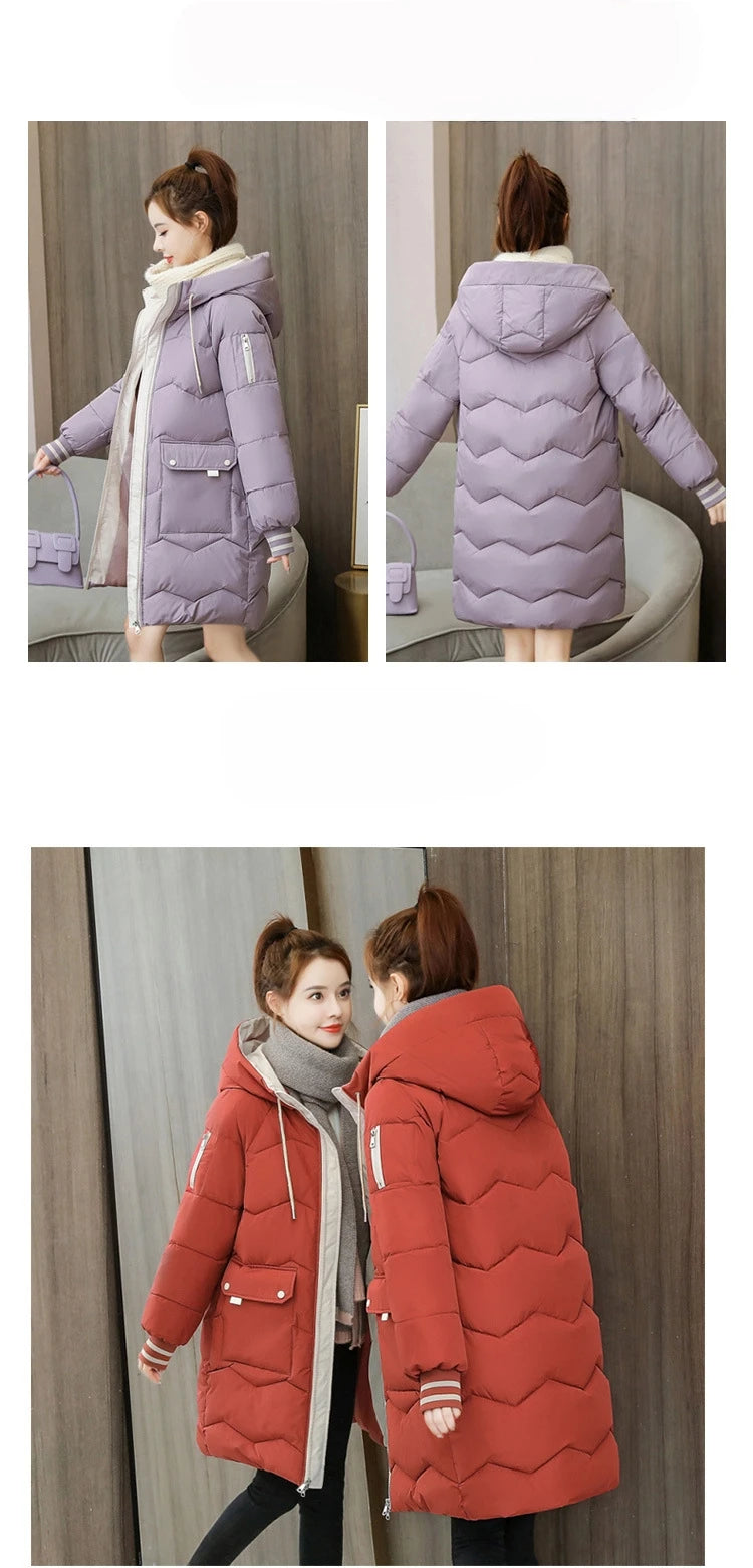Winter Women Jacket Coats Long Parkas Female Down Cotton Hooded Overcoat Thick Warm Jackets Windproof Casual Student Coat