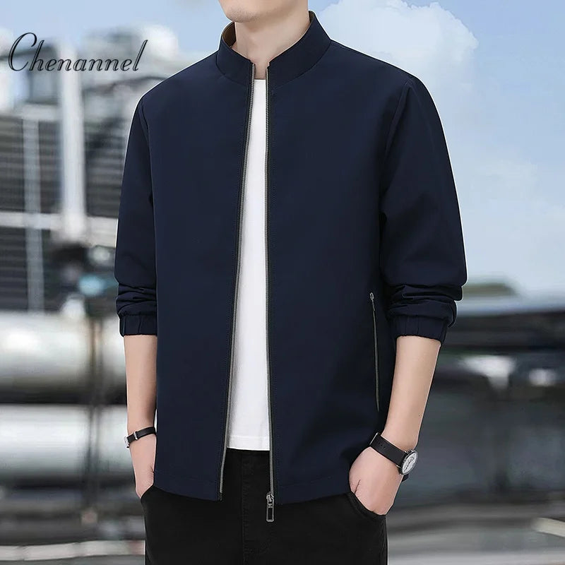 Jacket casual youth jacket stand up collar versatile men's windbreaker  high end men's top for spring and autumn