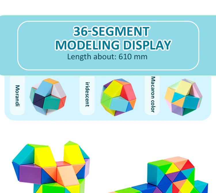 3D Puzzle Fidget Toys Transformable Cube Kid Education Toys Cubo Magico 24-72 Segments Magic Rule Snake Speed Cubes Toys for Kid