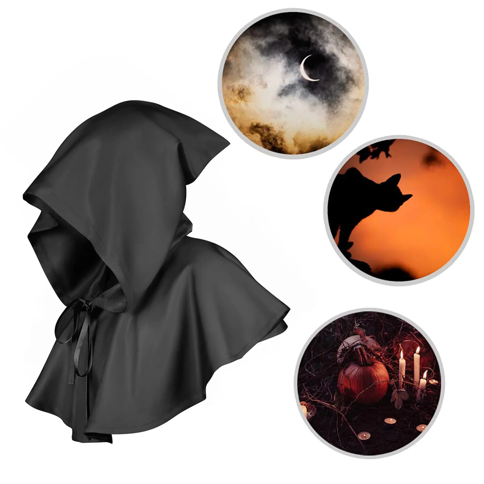 Halloween  Adult Solid Costume Death Cloak Medieval Hooded Costume Cloak Movie Cosplay Clothing Party Clothes