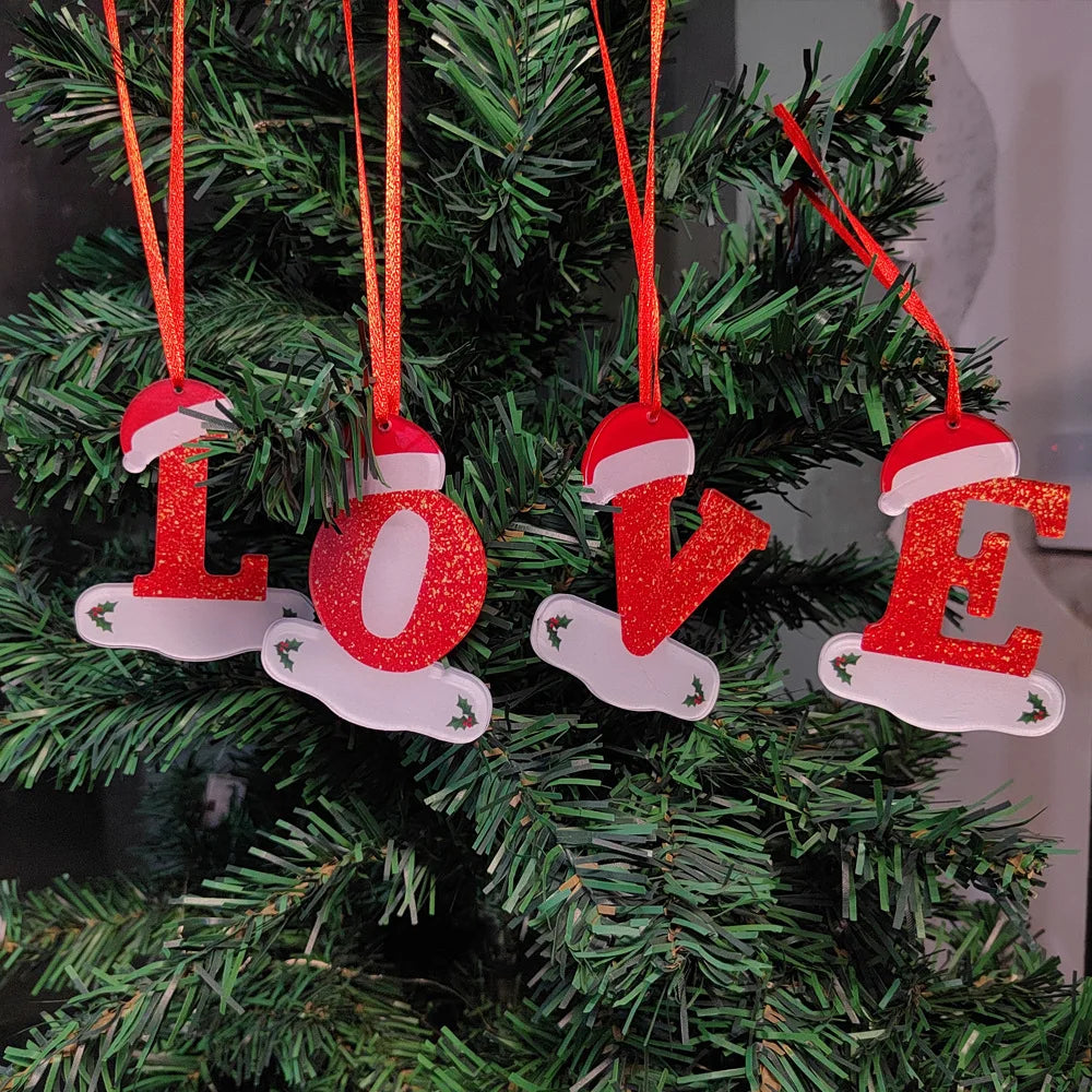 Christmas Decoration Letters,26 Letters Pendant For Christmas Tree Decor,DIY Name Ornament Personalize