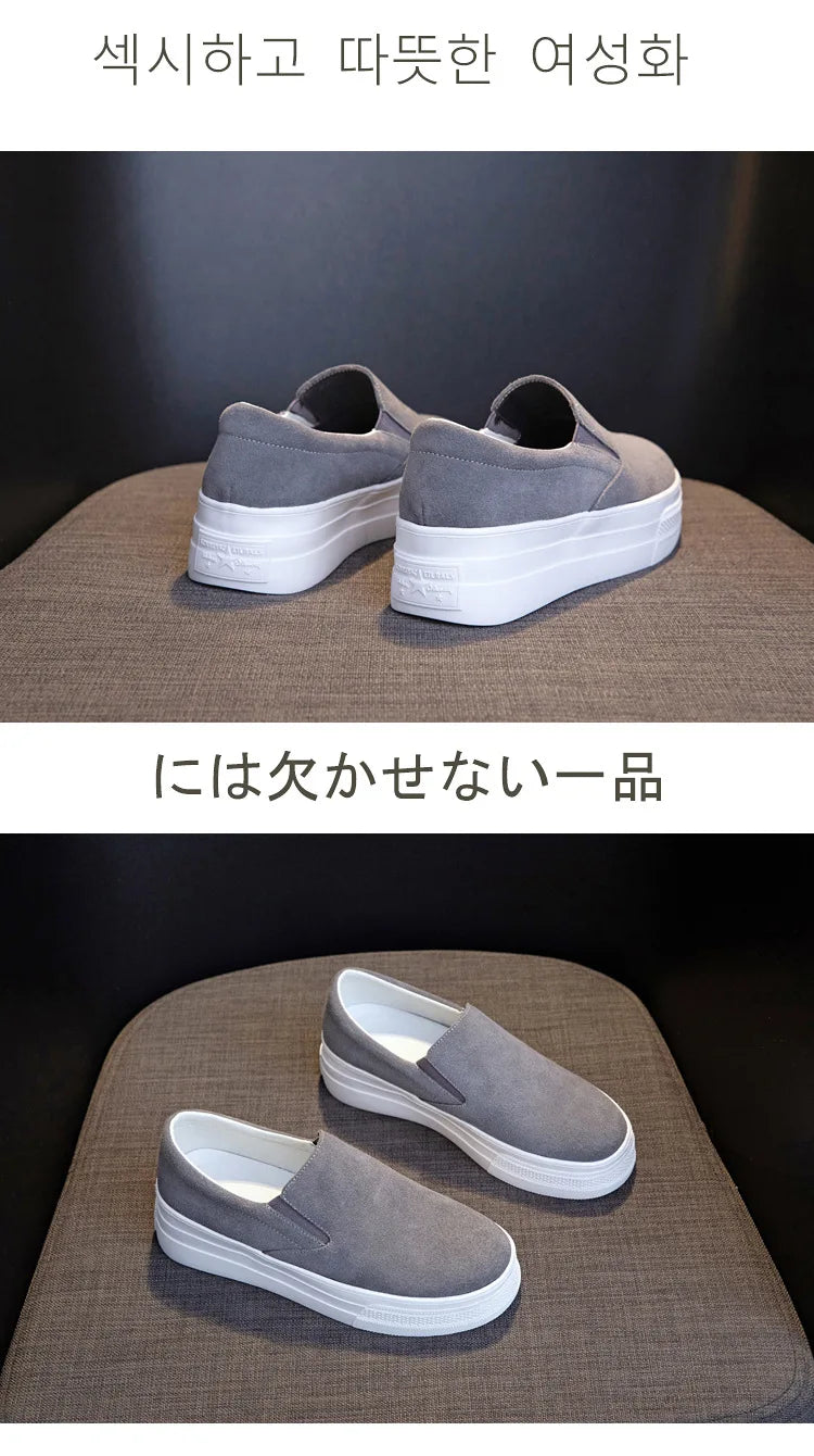 Shoes for Women Spring Leisure Sneakers New Womens Lazy Footwear Lightweight Thick Sole Genuine Leather Board Shoes Platform