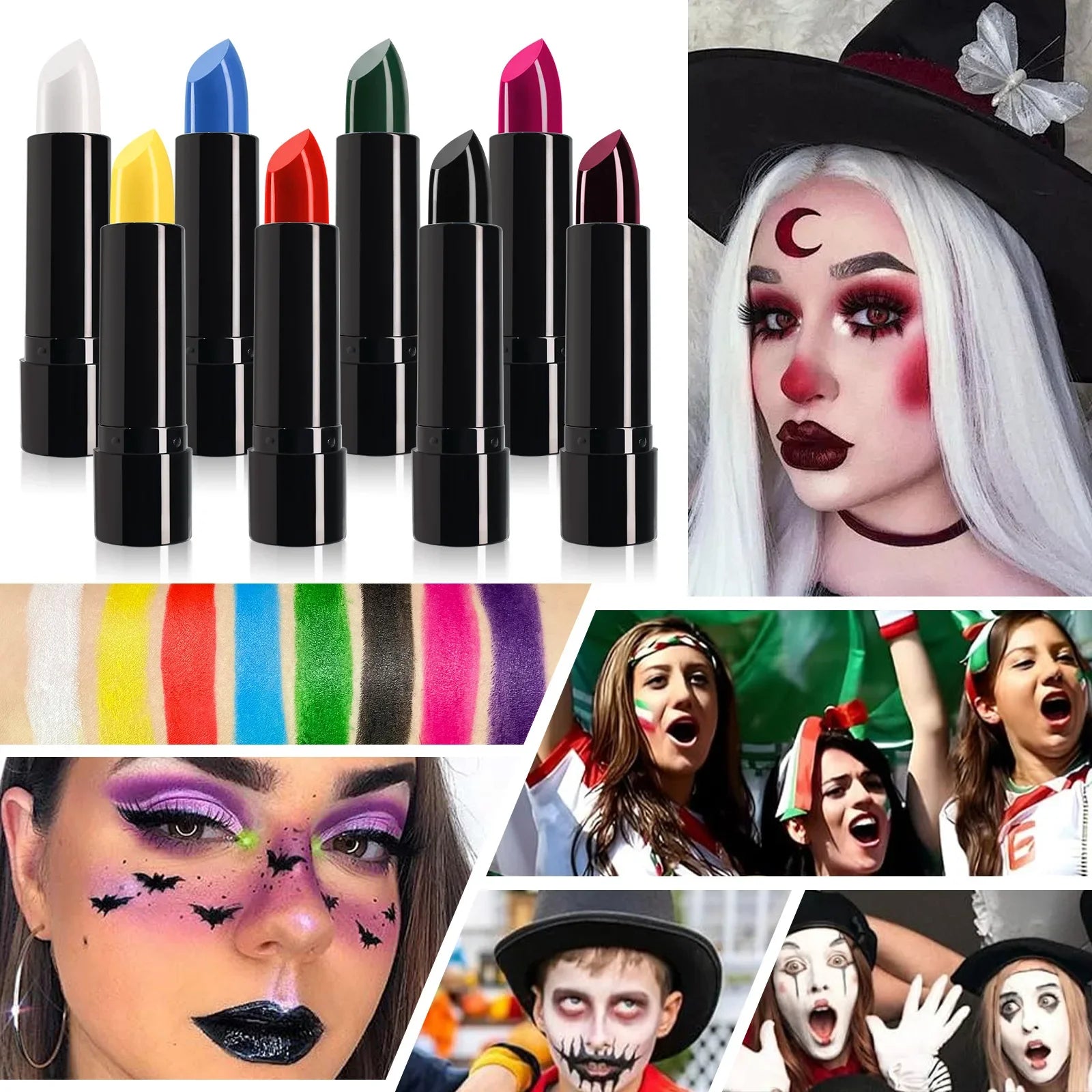 Halloween Matte Lipstick Dark Black Vampire Olive Green Creative Halloween Makeup Face Body Painting