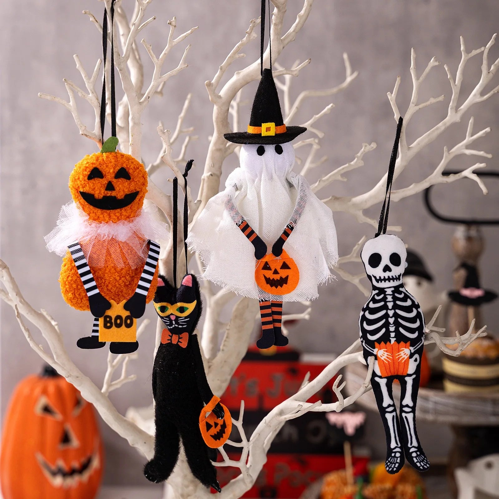 Halloween Hanging Pendant Decor Pumpkin Black Cat Ghost Skull Ornament for Party Day of the Dead Halloween Decoration for Home