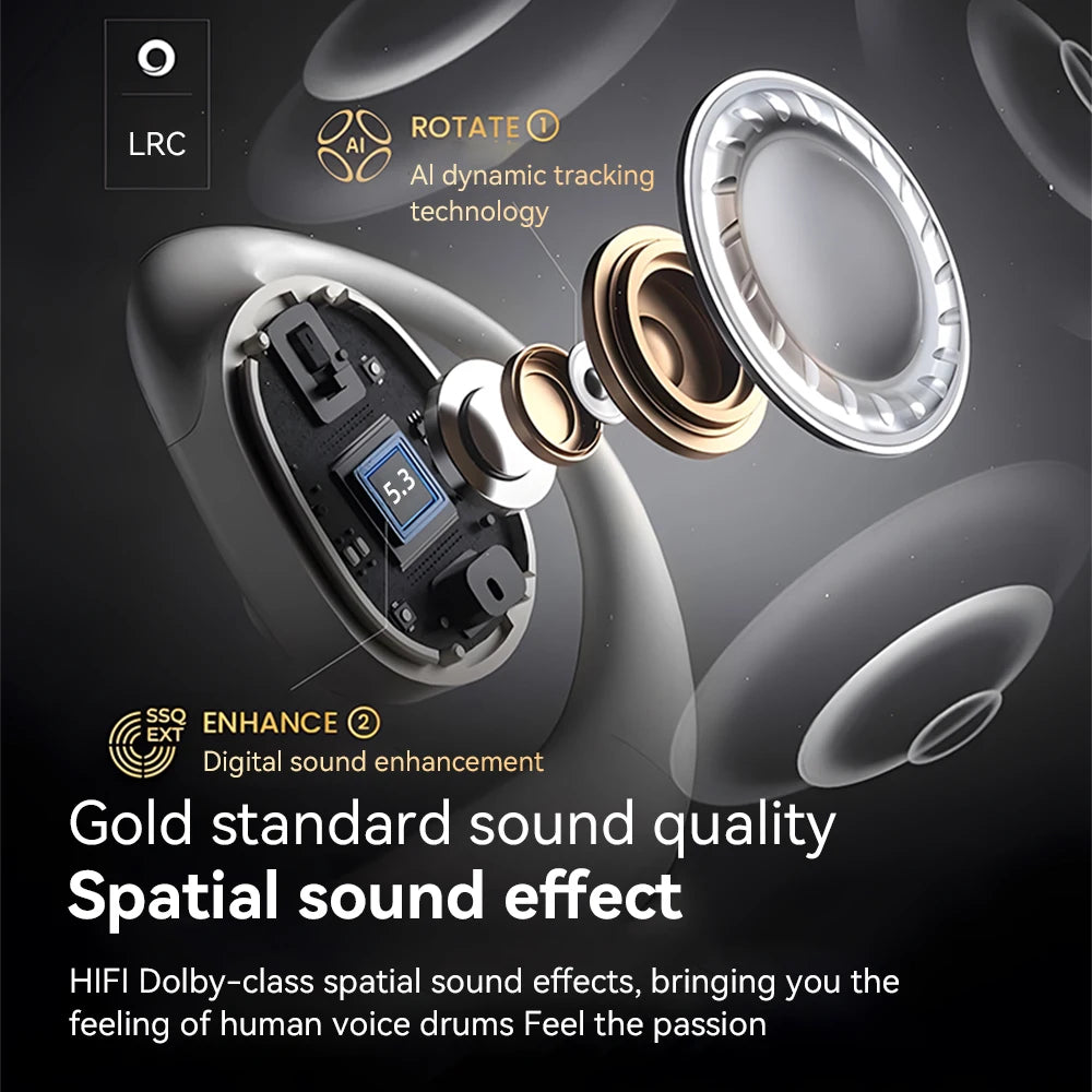 Headphones Plated Digital Stereo Movement Ear-deaf Bone Conduction Wireless Hanging Ear Game Long Battery Life With Mic Earphone