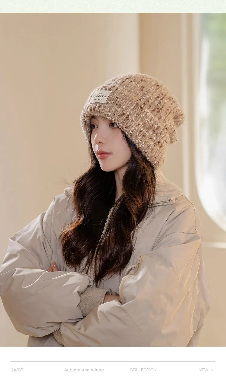 Winter Hats For Women Beanie Baggy Cap Knitted Ear Protection Keep Warm Windproof Casual Cold Proof Bonnet Winter Cap Candy
