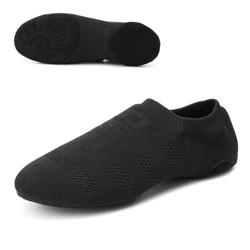Women Dance Shoes Knitted Teacher Shoes Soft sole Low Heel Latin Training Shoes Ballet Dance Shoes Jazz Ballroom Sneakers Girls