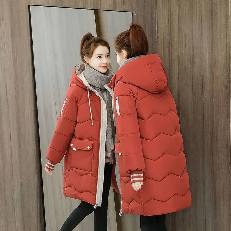 Winter Women Jacket Coats Long Parkas Female Down Cotton Hooded Overcoat Thick Warm Jackets Windproof Casual Student Coat