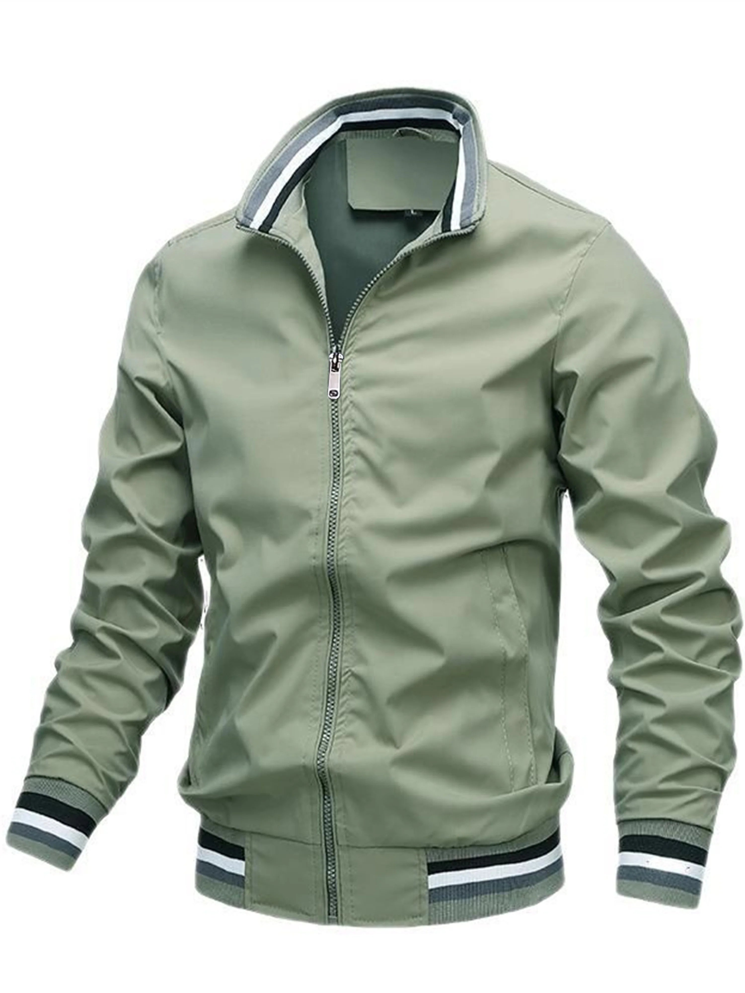Men's Spring Trendy Stand-Collar Casual Jacket, Simple and Elegant, Highlighting the Charm of a Stylish Man