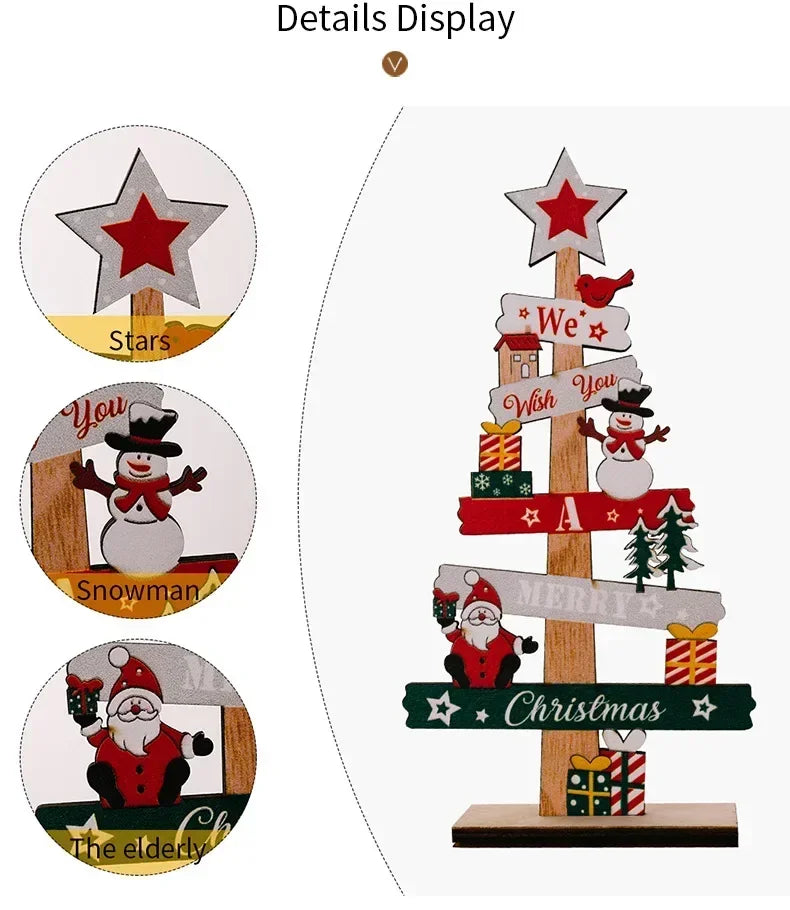 Christmas Santa Claus DIY  Wooden Crafts Xmas Tree Wall Ornament Natal Navidad Merry Christmas Decor 2025 Happy New Year 2026