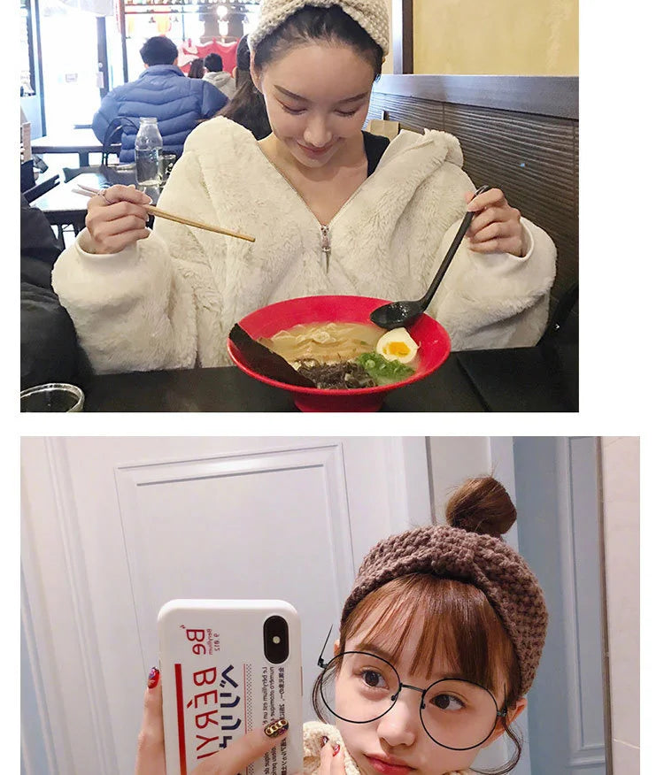 Winter Warm Knit Headbands For Women Knotted Crochet Elastic Hair Band Bandanas Handmade Turban Headwear Hair Accessories