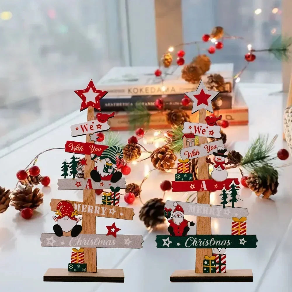 Christmas Santa Claus DIY  Wooden Crafts Xmas Tree Wall Ornament Natal Navidad Merry Christmas Decor 2025 Happy New Year 2026