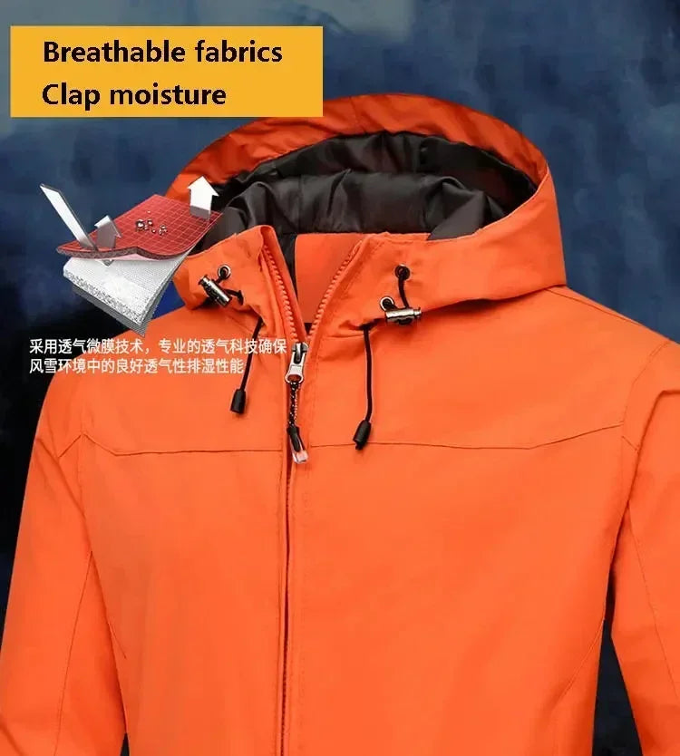 2025 Men's waterproof jacket, men's heat hunter, camouflage bomber jacket with hood, high-quality men's jacket