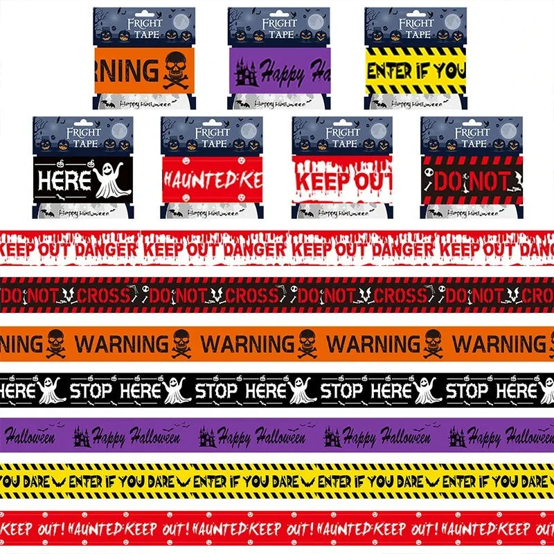 Halloween Decorations Caution Fright Tape Scary Caution Roll Hazard Warning Tape Indoor Outdoor Spooky DIY Decorative Accessory